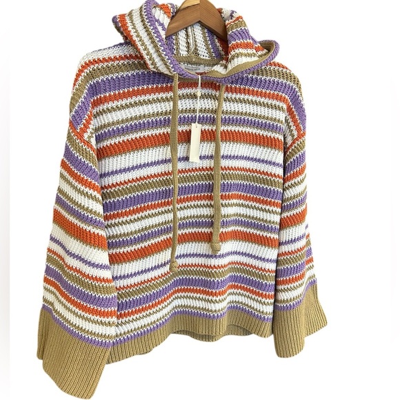 Rebecca Taylor oversized S NWT Vibrant Purple and Orange hooded cotton sweater - Picture 2 of 14